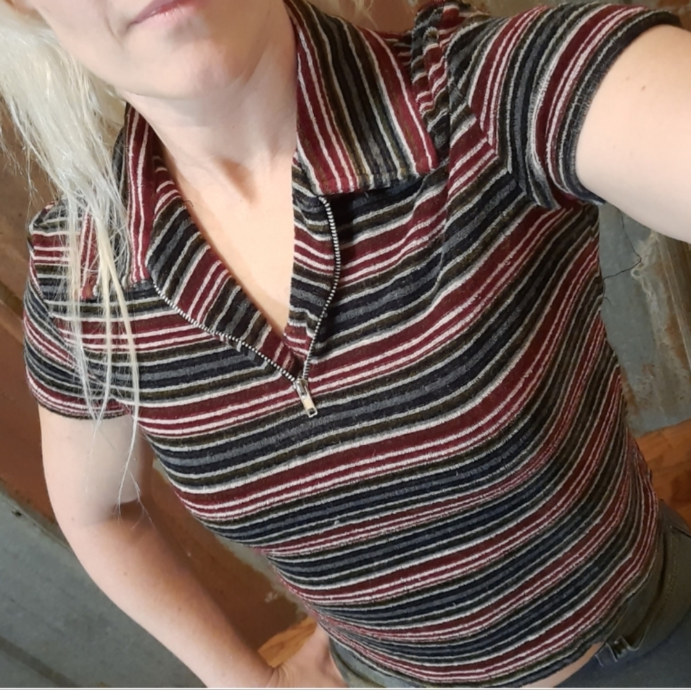 VINTAGE Velvet 90's Striped Shirt